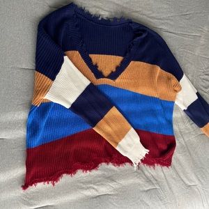 Color block V Neck Sweater